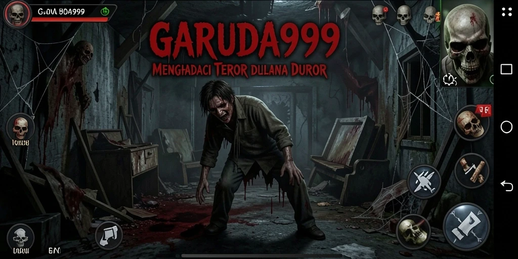 Screenshot gameplay GARUDA999 menampilkan suasana horor yang menegangkan.