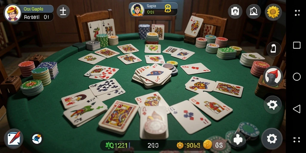 Tampilan gameplay seru dalam QQ1221, nikmati permainan Gaple.