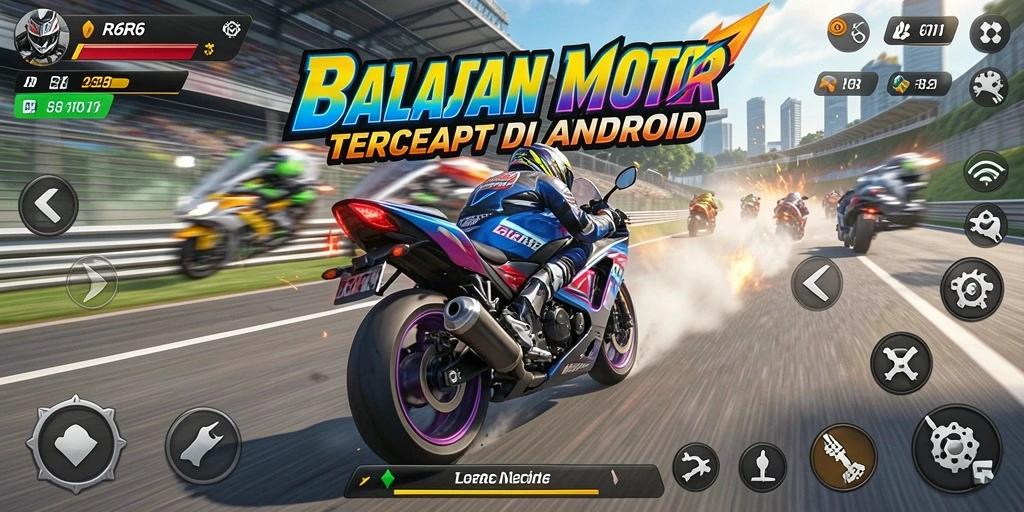 Tampilan menarik dari game balapan motor R6R6 dengan grafik yang menawan.