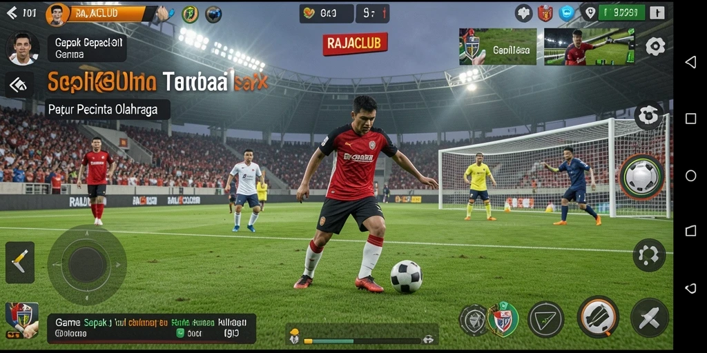Screenshot gameplay RAJACLUB menunjukkan aksi seru di lapangan.