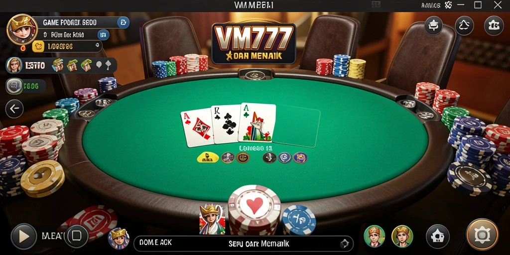 Tampilan gameplay Poker yang seru dan mengasyikkan di VM777.