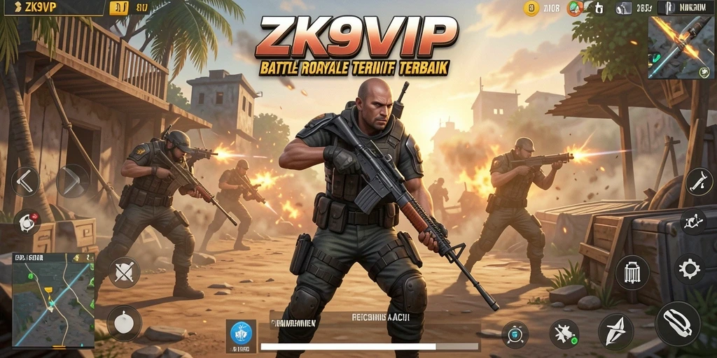 Tampilan aksi seru dalam permainan Battle Royale ZK9VIP.